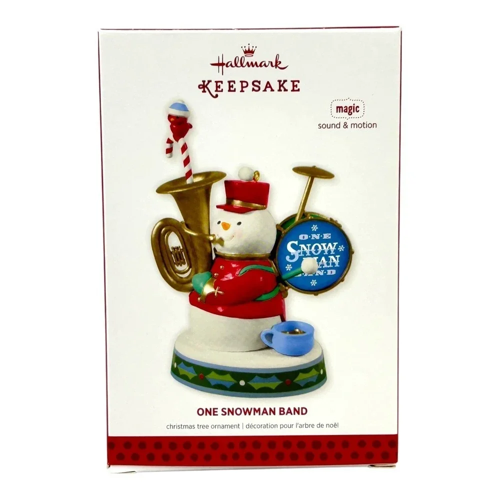 Hallmark ONE SNOWMAN BAND Magic Keepsake Ornament with Sound & Motion 2013 Box - Picture 10 of 15